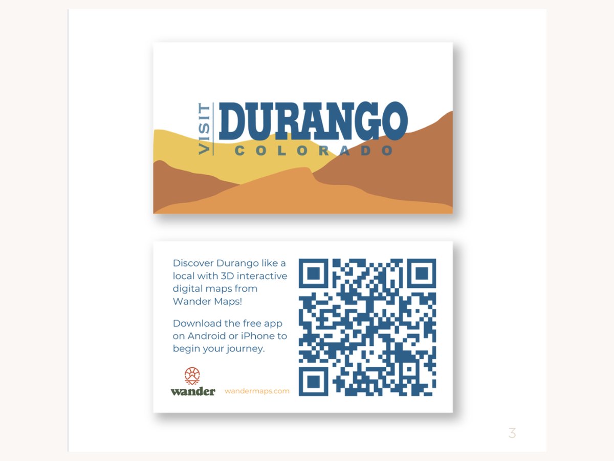 Visit Durango business card with a QR code